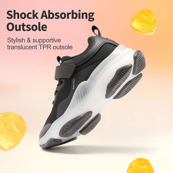 Kids Jelly Outsole Lightweight Breathable Sneakers - BLACK - 3